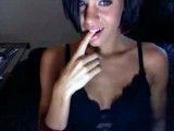 Brunette webcam hotty dildos her pussy