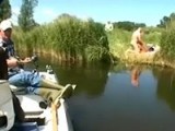 Fisherman casually passes young couple fucking
