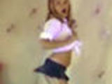 Hot Blond Dancing In Very Short Skirt!!!