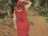  Playful Redhead Pissing in Forest and Showing her Big Boobs 